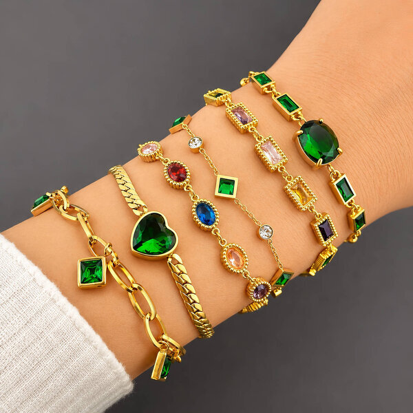 Bracelet, 18K Gold Plated Steel