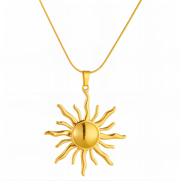 "Sun" Necklace, 18K Gold Plated Steel