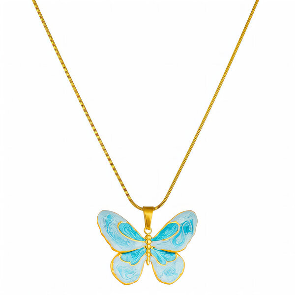 "Butterfly" Necklace, 18K Gold Plated Steel