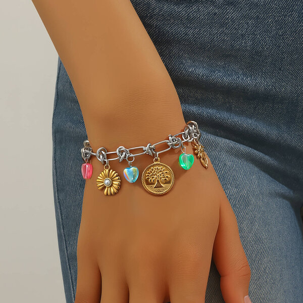 Bracelet, 18K Gold Plated Steel