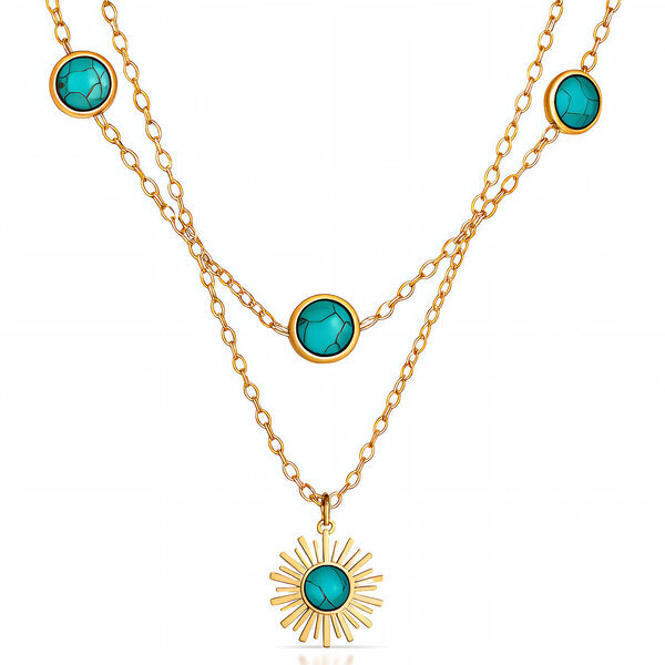 "Sun" Necklace, 18K Gold Plated Steel