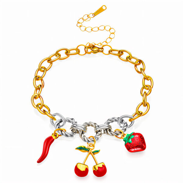 "Cherry" Bracelet, 18K Gold Plated Steel