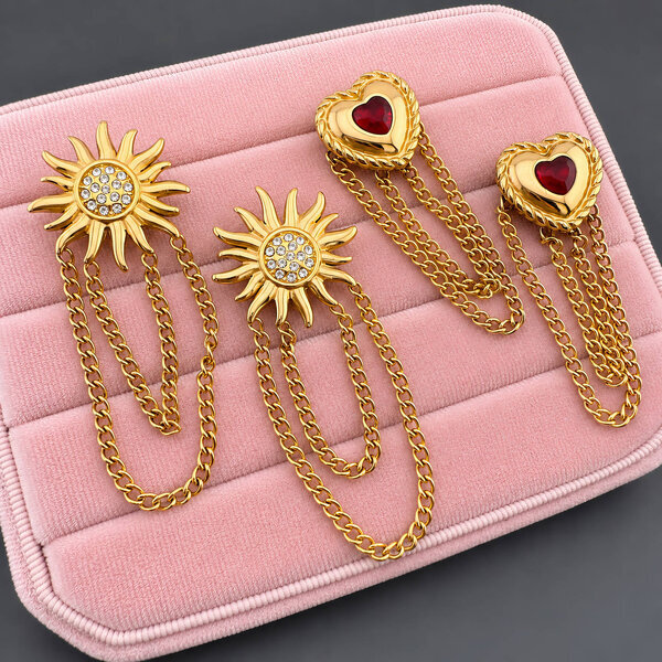 "Suns" Earrings, 18K Gold Plated Steel