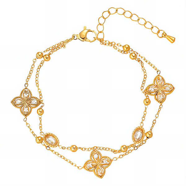 "Flowers" PVD Gold-Plated Steel Bracelet - Intensity