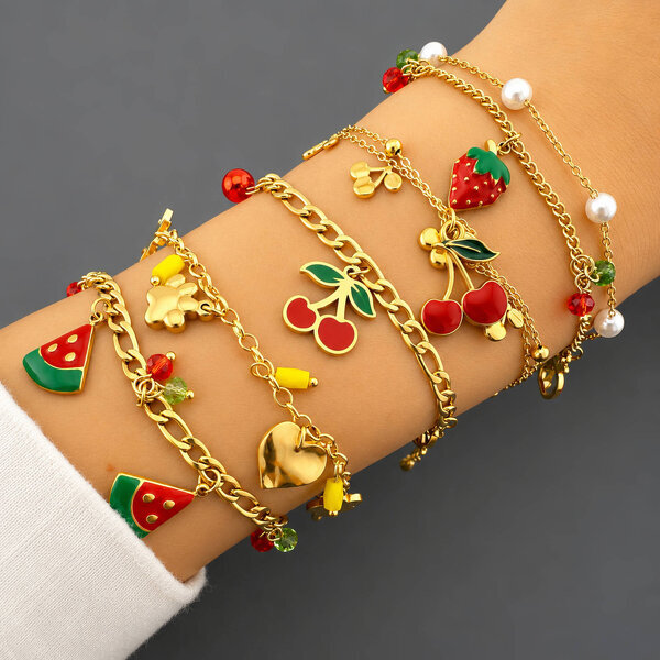"watermelon" Bracelet, 18K Gold Plated Steel