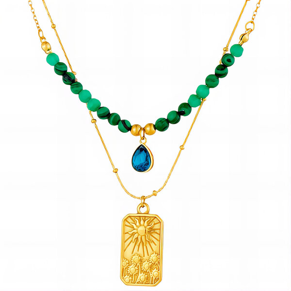 "Sun" Necklace, 18K Gold Plated Steel