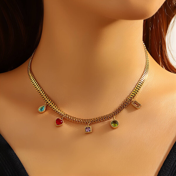 Necklace, 18K Gold Plated Steel
