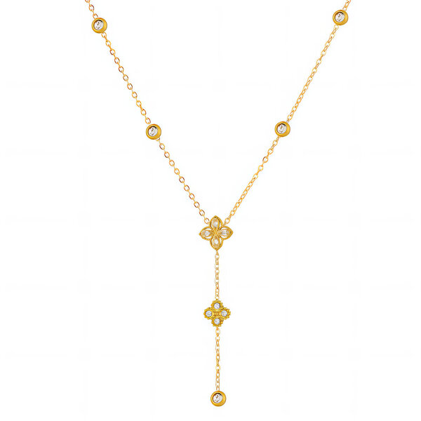 "Flowers" Necklace, 18K Gold Plated Steel