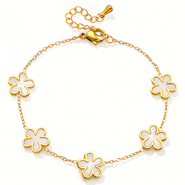 "Flower Meadow" Bracelet, 18K Gold Plated Steel