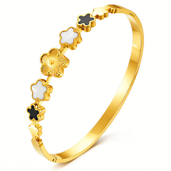"Flower Meadow" Bracelet, 18K Gold Plated Steel