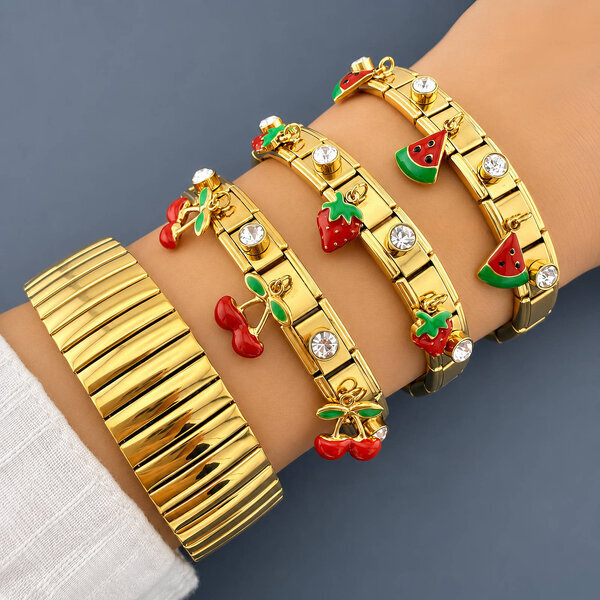 "Watermelons" Bracelet, 18K Gold Plated Steel
