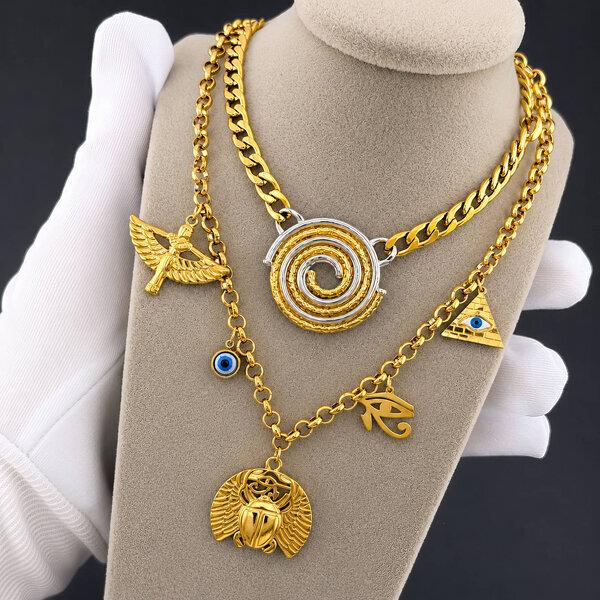 Necklace, 18K Gold Plated Steel