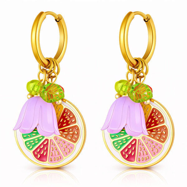 "Flowers" Earrings, 18K Gold Plated Steel