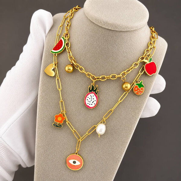 Necklace, 18K Gold Plated Steel