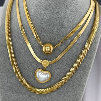 18K gold plated Stainless steel  "Heart" necklace, Intensity