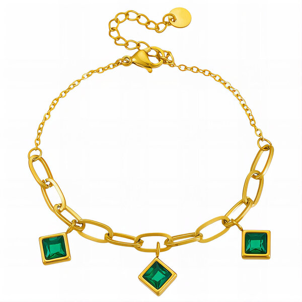 Bracelet, 18K Gold Plated Steel