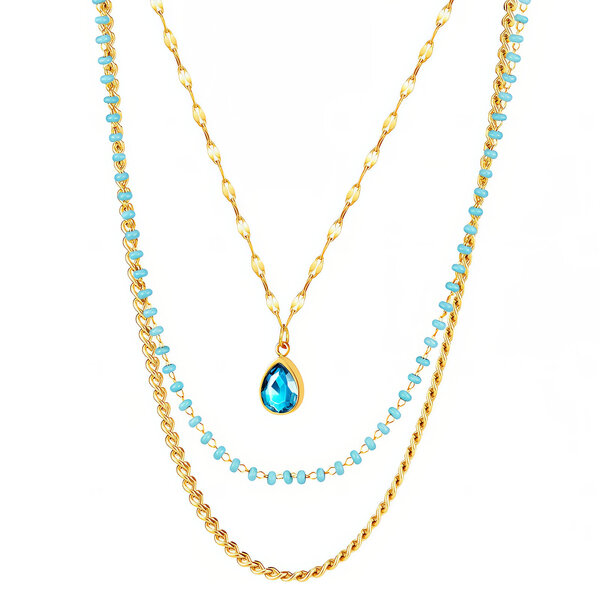 Necklace, 18K Gold Plated Steel