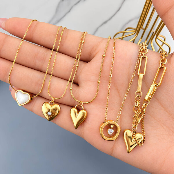 "Heart" PVD Gold-Plated Stainless Steel Necklace - Intensity