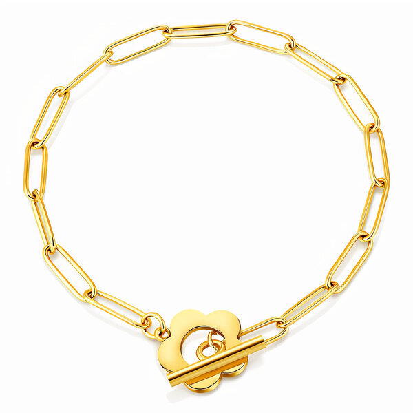 "Flower" Bracelet, 18K Gold Plated Steel