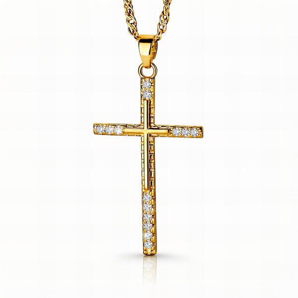 "Crosse" Necklace, 18K Gold Plated Steel