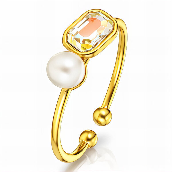 Ring, 18K Gold Plated Steel