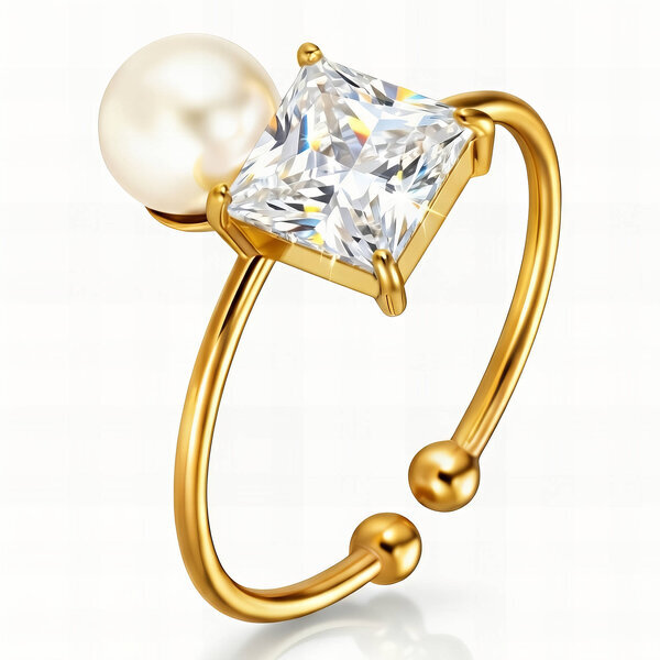 Ring, 18K Gold Plated Steel