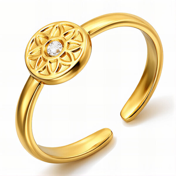 "Flower" Ring, 18K Gold Plated Steel