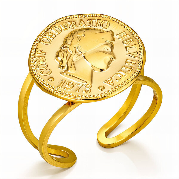 Ring, 18K Gold Plated Steel