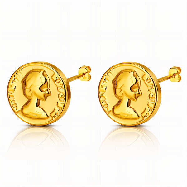 Earrings, 18K Gold Plated Steel