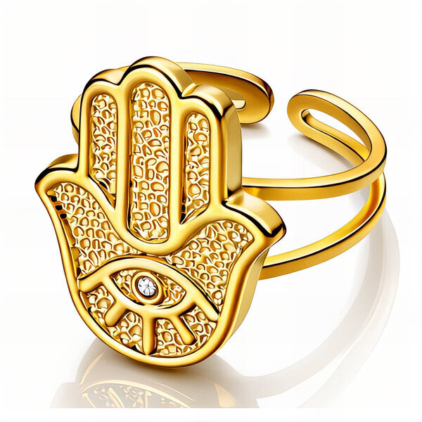 "Evil Eye" Ring, 18K Gold Plated Steel