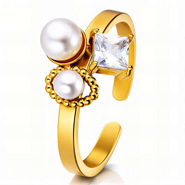 Ring, 18K Gold Plated Steel