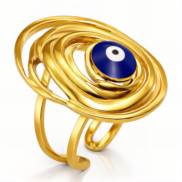 "Evil Eye" Ring, 18K Gold Plated Steel