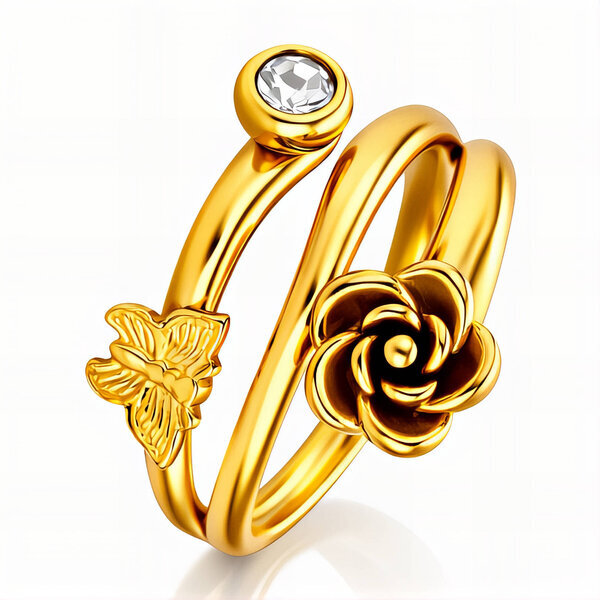 Ring, 18K Gold Plated Steel
