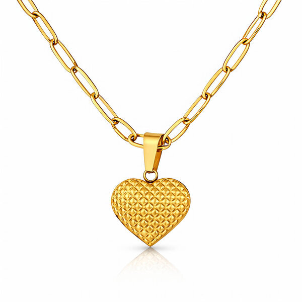 "Heart" Necklace, 18K Gold Plated Steel