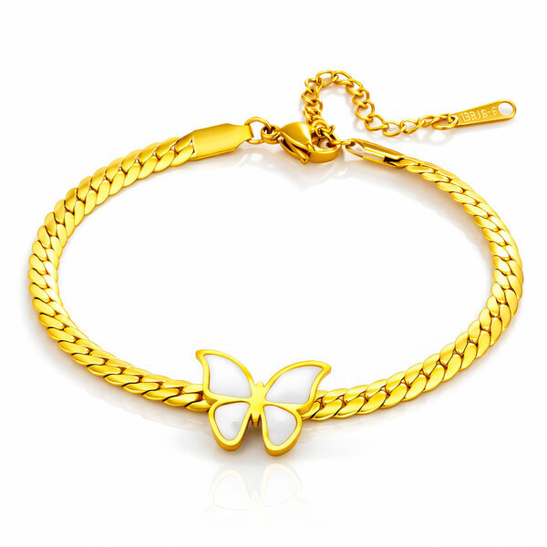 "Butterflie" Bracelet, 18K Gold Plated Steel