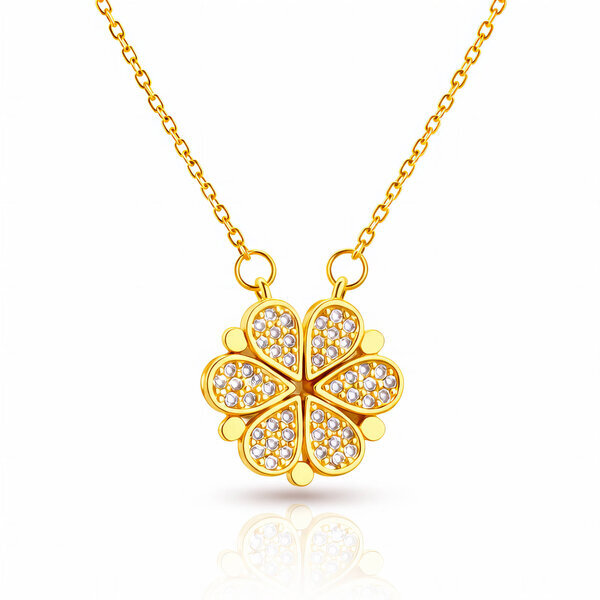 "Flower" Necklace, 18K Gold Plated Steel