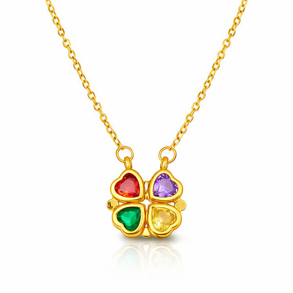 "Flower" Necklace, 18K Gold Plated Steel