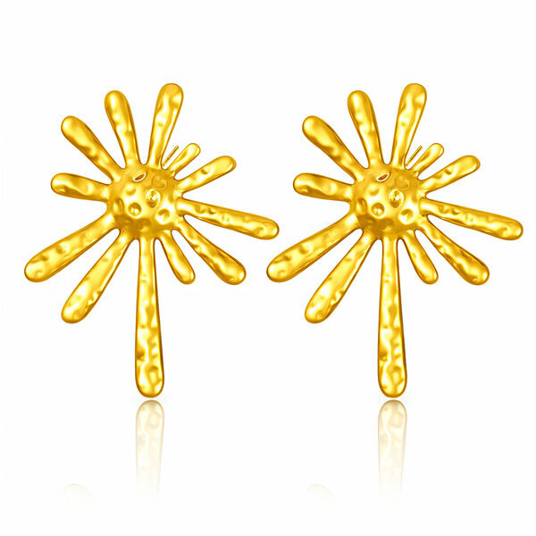 "Flowers" Earrings, 18K Gold Plated Steel