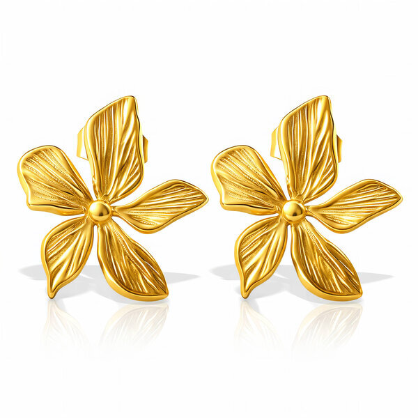 "Flowers" Earrings, 18K Gold Plated Steel