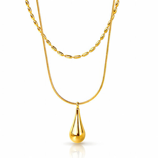 Necklace, 18K Gold Plated Steel