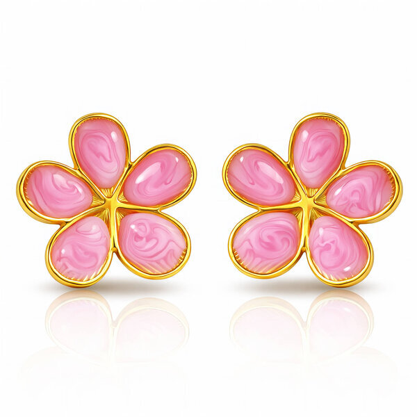 "Flowers" Earrings, 18K Gold Plated Steel