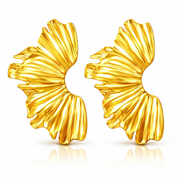 Earrings, 18K Gold Plated Steel