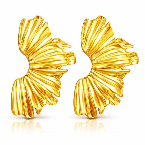 Earrings, 18K Gold Plated Steel