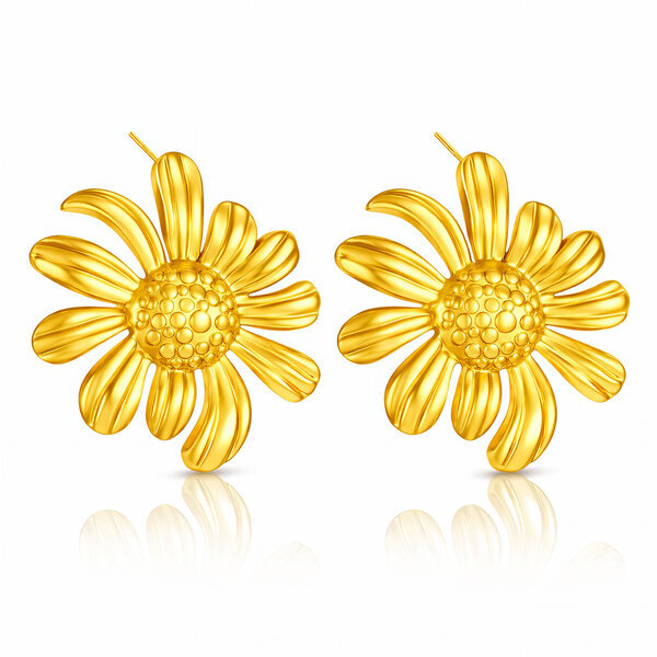 "Flowers" Earrings, 18K Gold Plated Steel