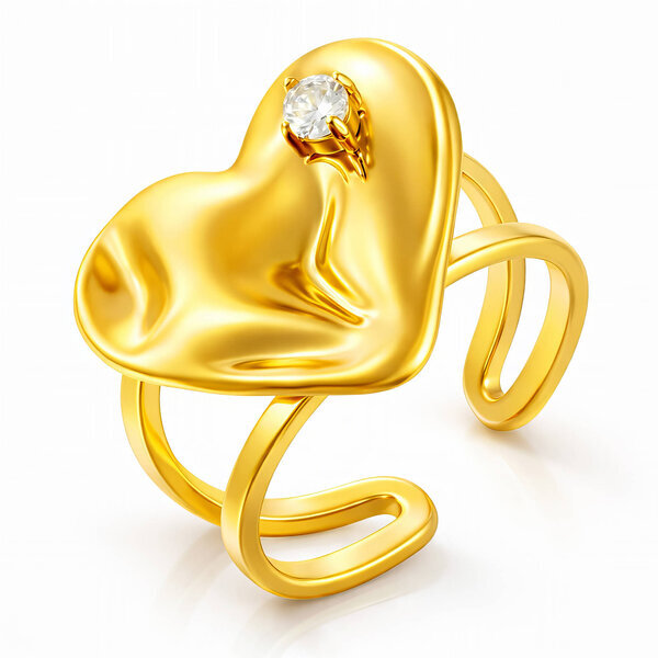 "Heart" Ring, 18K Gold Plated Steel