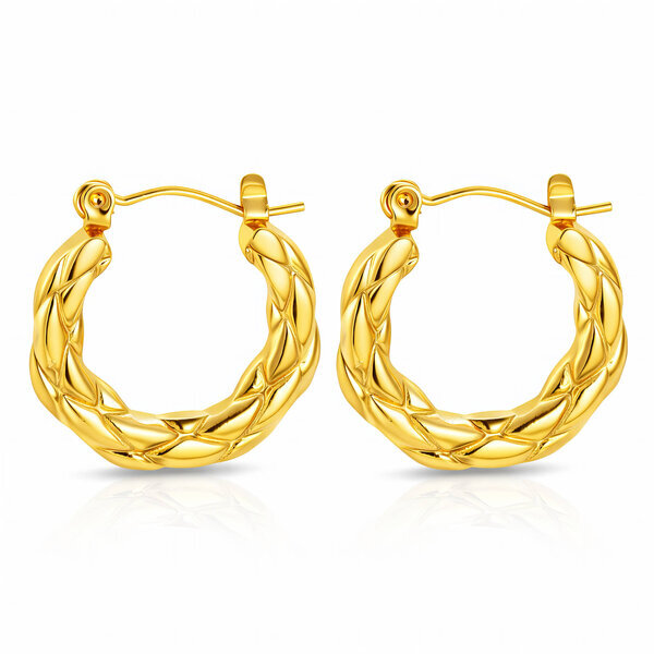 Earrings, 18K Gold Plated Steel