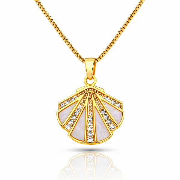 "Seashell" Necklace, 18K Gold Plated Steel
