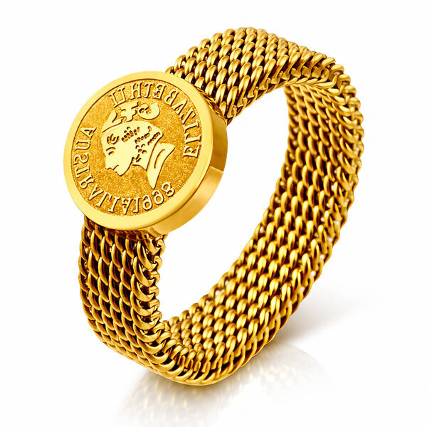 Ring, 18K Gold Plated Steel
