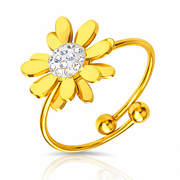 "Flower" Ring, 18K Gold Plated Steel