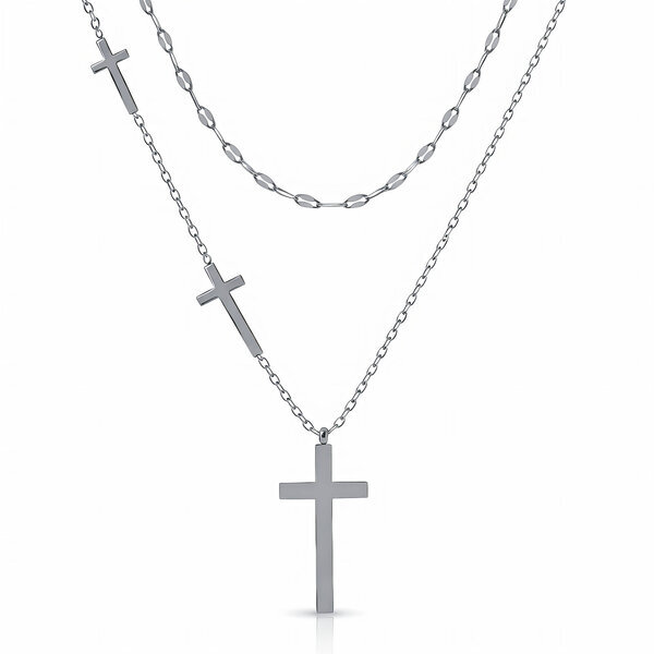 "Crosses" Necklace, Stainless Steel